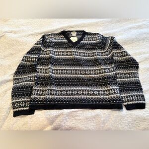 JCPenney Black and White Lambswool Sweater